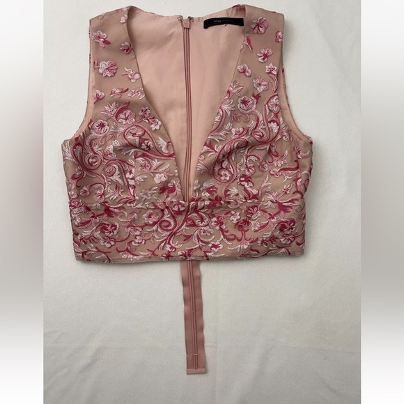 BCBG Maxazria Formal Dress 8 Pink Floral Embroidery Long Sexy Princess Prom - Picture 14 of 16